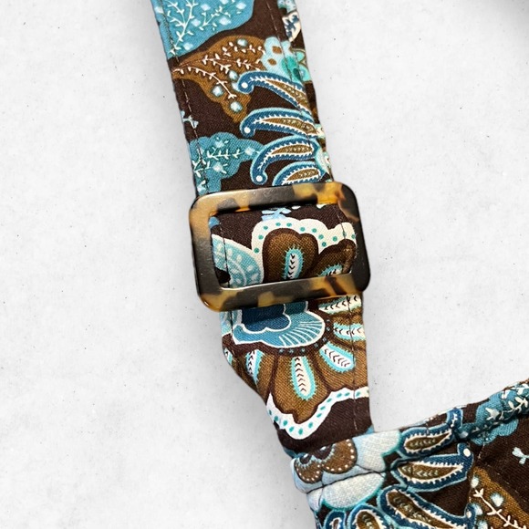 Vera‎ Bradley Mini Hipster Java Blue Brown Teal Retired Print Cross-Body Purse - Picture 3 of 9